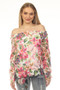 Front of the Off Shoulder Floral Top style Z13370 from AZI Jeans in the multi print