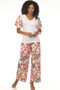 Front of the Floral Cut-Out Palazzo Pants style Z13375 from AZI Jeans in the floral print