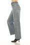 Side of the Rhinestone Striped Wide Leg Jeans style Z13434 from AZI Jeans in the color denim