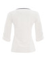 Back of the Blingy Bouquet 3/4 Sleeve Top style 26100 from Dolcezza in the color white