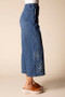 Side of the Wide Leg Flower Jean Capris style 11470 from Habitat in the color medium denim