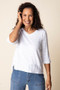 Front of the V-Neck Stripe Top style 30015 from Habitat in the color topaz