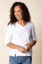 Front of the V-Neck Stripe Top style 30015 from Habitat in the color topaz
