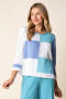 Front of the Color block with stripe back style 89614 from Habitat in the color topaz