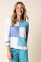 Front of the Color block with stripe back style 89614 from Habitat in the color topaz