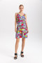 Front of the Abstract Print Cha Cha Dress style 425-0990 from Isle in the multicolor print
