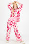 Front of the 2-Piece Floral Top & Pants Set style FC261446 from Fashion Concepts in the color fuchsia