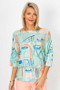 Front of the Mint Abstract Print Batwing Sweater style 0120 from Look Mode