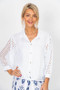 Front of the Eyelet Sleeve Tie-Front Blouse style 1782 from Look Mode in the color white