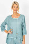 Front of the Hi Low Button Top style 13060 from Look Mode in the color lagoon