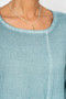 Close up of the Hi Low Button Top style 13060 from Look Mode in the color lagoon