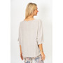 Back of the Linen Raw Edge Top style 2953 from Look Mode in the color beige