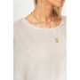 Close up of the Linen Raw Edge Top style 2953 from Look Mode in the color beige