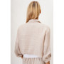 Back of the Linen Raw Edge Crop Jacket style 2233 from Look Mode in the color beige