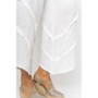 Close up of the Linen Pant with Detailed Bottom style 8155 from Look Mode in the color white