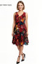 Front of the Red Multi Print Fit N Flare Dress style A367-809 from Creation