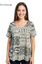 Front of the Tribal Print Short Sleeve T-Shirt style MTP-1-A8 from Creation in the black/ivory print