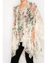 Front of the Animal Print Lace Ruffle Cardigan style 4618BG from Origami in the leopard flower print