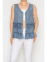Front of the Chambray Ruffle Detailed Vest style 4900 from Origami in the color denim