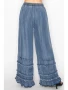 Back of the Boho Tiered Wide Leg Palazzo Pants style 4890SW from Origami in the color denim