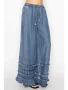 Side of the Boho Tiered Wide Leg Palazzo Pants style 4890SW from Origami in the color denim