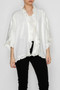 Front of the Ruffle-Trim Crystal Kimono Denim Jacket style 4975 from Origami in the color ivory