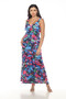 Front of the Bright Leaf Print Maxi Cha Cha Dress style DR760M-6542M from Tango Mango in the multicolor print