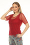 Front of the Bling Mesh 2-Piece Top style Z12863 from AZI Jeans in the color red