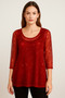 Front of the Bling Mesh 2-Piece Top style Z12863 from AZI Jeans in the color red