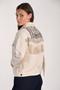 Back of the Jewel Embellished Fringe Jacket style 261605 from Frank Lyman in the color beige