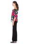 Side of the Blouson Pleated Sleeve Tie Front Top style J12813 from Eva Varro in the Brie print