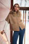 Front of the Sweater Knit Jacket With Detachable Faux Fur Collar style 263949 from Joseph Ribkoff in the color camel