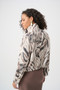 Back of the Foiled Faux Suede Animal Print Jacket style 263944 from Joseph Ribkoff in the colors beige/multi