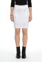 Front of the Blingy Frayed Hem White Denim Skirt style P32WHTS from Ethyl