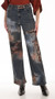 Front of the Painted Edgy Mid-Rise Bootcut Jeans style 263743 from Frank Lyman in the color denim blue