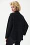 Model showing the back of the Grommet Snap Button Jacket from Joseph Ribkoff in the color black