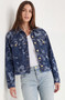 Front of the Jacquard Floral Print Jacket style LM1D51FJ from Liverpool Jeans in the color lapis
