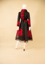 Back of the Floral Organza A-Line Dress with Double Wired Collar style F22041 from Samuel Dong in the colors black and red