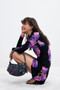 Side of the Short Floral Knit Dress style 26WWVK03 from Desigual in the color black
