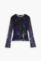 Front of the Printed Tulle Long-Sleeve Top style 26WWTK02 from Desigual in the azul print