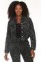 Front of the Animal Print Rhinestone Cropped Jacket style Z13524 from AZI Jeans in the color blue