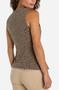 Back of the Cheetah Print Split Front Vest style LM8L08QE8P72 from Liverpool Jeans in the khaki/animal print
