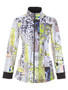 Front of the Fragments Print Zip Jacket style 76725 from Dolcezza in the colors lime and black