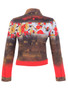 Back of the Ramo de Nubes Rojas Floral Print Jean Jacket style 76637 from Dolcezza in the colors red and black