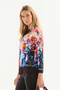 Side of the Friday Nights Cafe Print Cowl Top 76612 from Dolcezza in the multi print