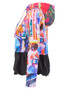 Side of the Friday Nights Cafe Print Peplum Hoodie style 76617 from Dolcezza in the multi print