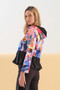 Side of the Friday Nights Cafe Print Peplum Hoodie style 76617 from Dolcezza in the multi print