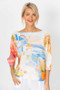 Front of the Harbor Print Batwing Sweater style 0116 from  Look Mode in the color pink
