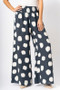 Front of the High Waisted Polka-Dot Pants style 733DOT from Look Mode in the color navy