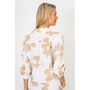 Back of the Gold Flower Print Tie front Shirt style 28597GF from Look Mode in the color white
